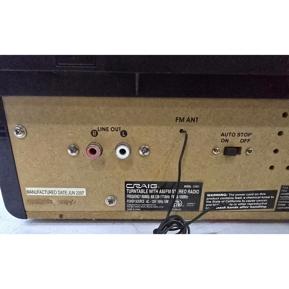 Craig Classic Retro Turntable with AM/FM Stereo Radio Model CD681